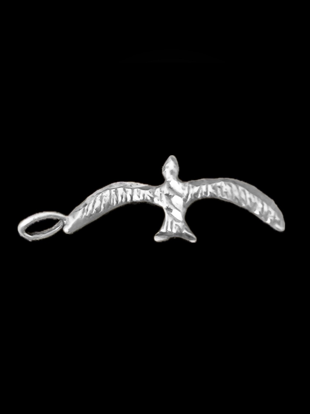 Vintage Sterling Silver Soaring Seagull Diamond Cut Pendant / Charm - Silver